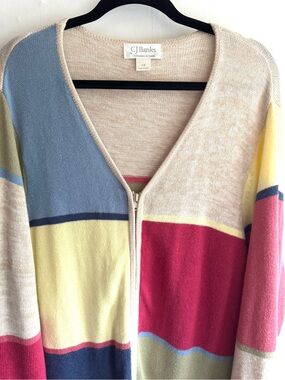 CJ Banks Vintage Colorblock Zip Front Sweater - 1X